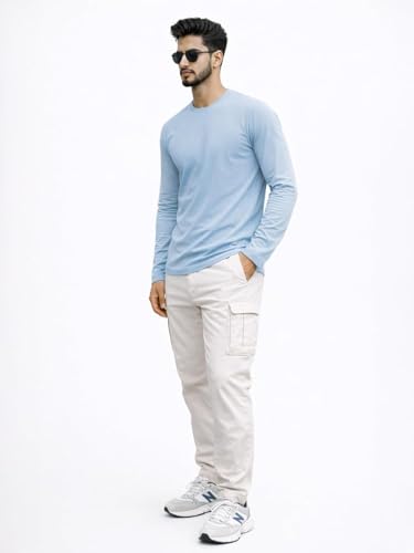 Image of Men's Regular Fit Plain Full Sleeve T- Shirt, Spun Cotton Fabric, Soft and Comfortable Casual Everyday Wear (Pack of 3) (Size Range S to 2XL)