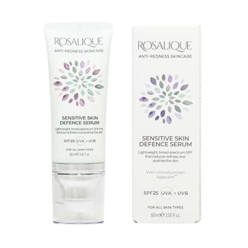 Rosalique Sensitive Skin Defence Serum SPF25 Lightweight Daily Non-Greasy Protection & Calming Serum for Redness-Prone Sensitive Skin Vegan & Non-Comedogenic 60ml
