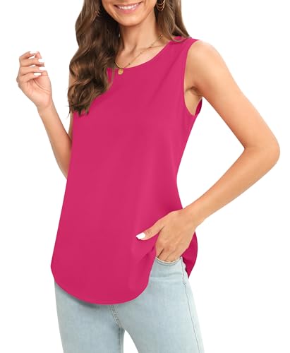 Image of Women's Sleeveless Chiffon Tank Top Business Casual Blouse Tunic Top