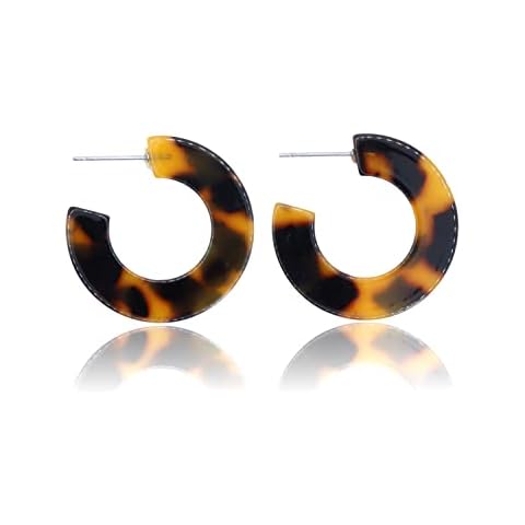 Women's Tortoise Shell Hoop Earrings | Fashionable and Lightweight Summer Hoop, Acetate, Acrylic, Resin, Gift, Gift for Her Cover