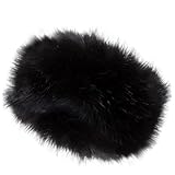 Sgqtqybk Fur Hat, Faux Thick Warm Brimless No Top Fur Headband with Elastic, Fashion Ear Warmer Headband Washable Winter Hats for Women Black