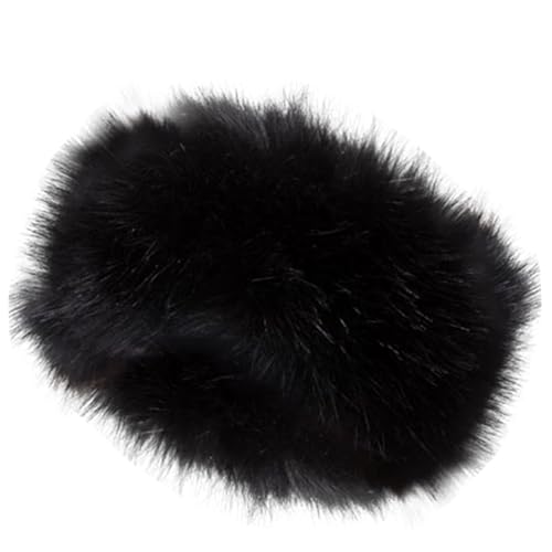 Sgqtqybk Fur Hat, Faux Thick Warm Brimless No Top Fur Headband with Elastic, Fashion Ear Warmer Headband Washable Winter Hats for Women Black