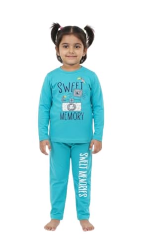 Image of NammaBaby Girl's Soft Cotton Night Suit (Printed T-Shirt & Pant Set /Girls Night Dress /Nightwear) Pack of 1