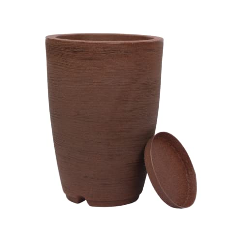 Vaso Polietileno Para Plantas Jardim Sala Luxo Cone Bojo 1 Com Prato (Marrom)