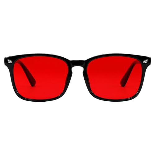 Image of TIJN Sleep Glasses with Blue Green Light Blocking, Red Light Lens for Computer Gaming, Screen Fatigue & UV Protection