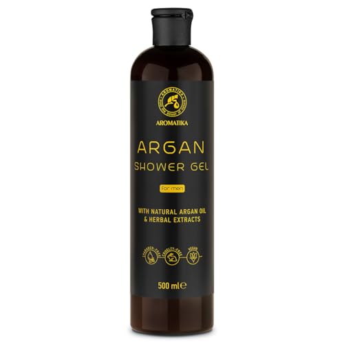Gel de Ducha de Argán 500 ml - Gel de Ducha para Hombre - Gel de Ducha con Aceite de Argán y Extractos de Hierbas - Cuidado Corporal - Limpieza y Cuidado - Fragancia Fresca - Aroma Masculino