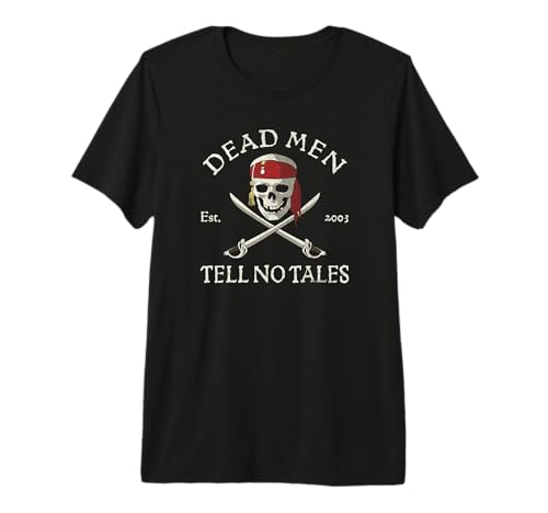 T-shirt Pirates des Caraïbes Disney en coton premium noir pour fan de saga