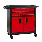 Robuster Werkzeugwagen mit 4 Ebenen aus Stahl mit Rädern – 225 kg Tragkraft, mobiler Aufbewahrungsnizer für Garage, Lager, Mechaniker und Reparaturdienste