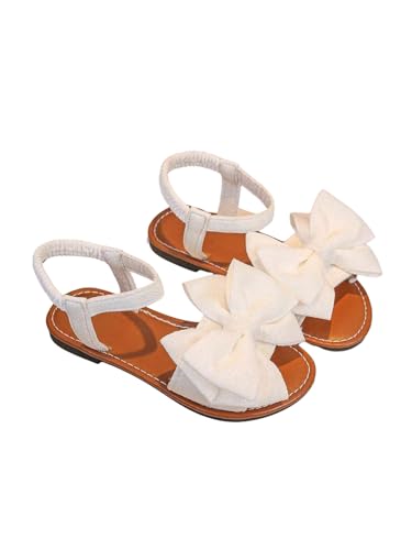 GORGLITTER Girl's Sandals Dressy Bow Open Toe Slides Flats Summer Cute Vacation Sandals with Ankle Strap