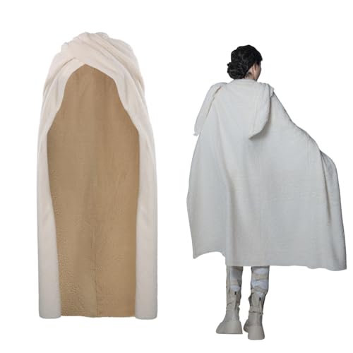 Pacreck Padme Amidala Cloak Cape Cosplay Costume White Queen Amidala Robe Coat Outfit Halloween Suit Adult (White, Medium)