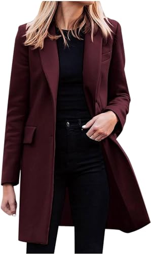 SOLY HUX Damen Leichtmantel Mit Gürtel – Langer Casualmantel Für Herbst, Übergangsjacke Open Front