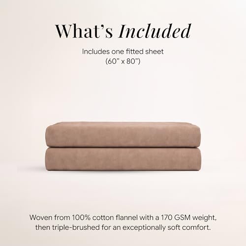Image of Tribeca Living Queen Flannel Fitted Sheet 170 GSM Brushed Cotton - Extra Deep Pocket Fits Mattresses up to 24 Inches - Warm and Cozy for Cold Nights in Cashmere
