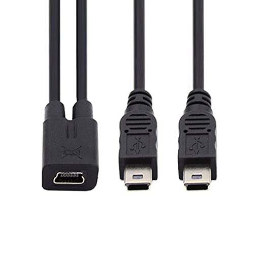 chenyang Mini USB Splitter Charging Cable, 0.98FT/0.3M, Supports Charging Two Mini USB Devices at Once, Black