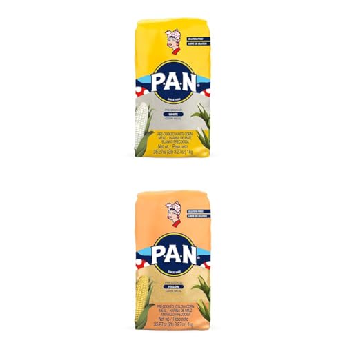 P.A.N. Pre-cooked Gluten Free Corn Meal Bundle - White (2 lb 3.27 Oz) and Yellow (2.2 lb) Kosher Flour for Arepas, Pack of 1 Each image 2