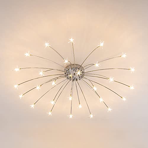Lustre moderne salon et lampe LED au design nordique en métal chromé