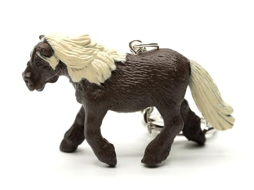 Porte-clés cheval poney Shetland marron clair pour trousseau de clés de maison