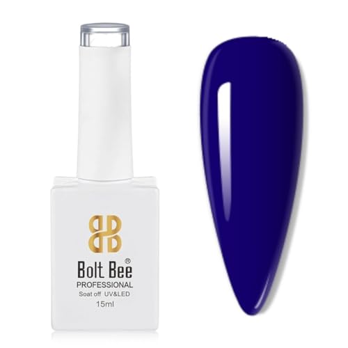 Image of Bolt Bee Dark Blue Color Gel Nail Polish Soak Off UV Gel DIY at Home Manicure Salon Nail Art (142, 15ml)
