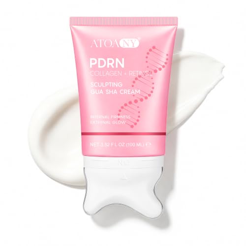 PDRN Colágeno Retinol Crema Cuello Reafirmante con Masajeador Gua Sha,100ml | Reafirmante y Tensor para Cuello, Mandíbula y Escote, con Colágeno Hidrolizado, Niacinamida y 5 Péptidos
