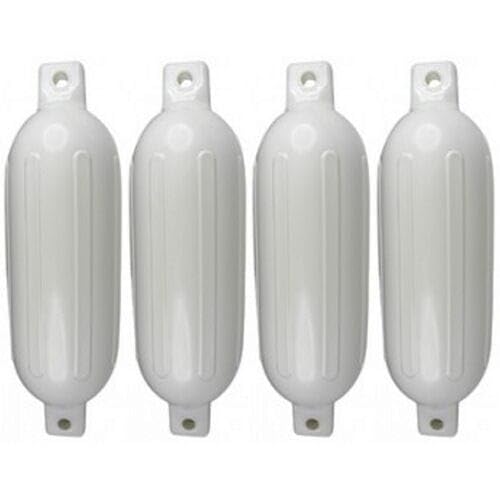 5079021 4 Pack 6-1/2 Inch x 23 Inch Double Eye White Inflatable Vinyl Fenders for Boats 50-79021