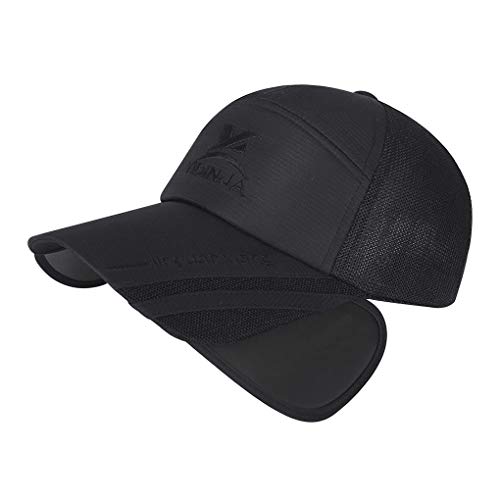 Image of Unisex Baseball Cap with Retractable Extended Brim UV Protection Mesh Sun Hat Summer Safari Fishing Camping Hat