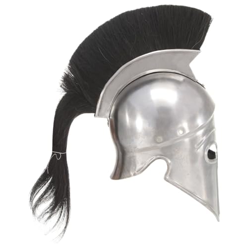 Xolmizyn Casque de guerrier grec, réplique ancienne, en acier calibre 18, casque spartan, accessoire de costume pour LARP, cosplay, réenactment historique, argenté – vue 3
