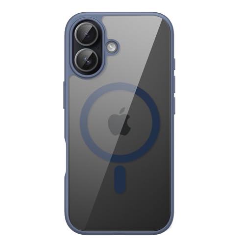 Image of JETech Magnetic Case for iPhone 17 6.3-Inch Compatible with MagSafe, Shockproof Phone Bumper Cover, Solid Color Matte TPU Frame, Anti-Scratch Clear Back (Storm Blue)