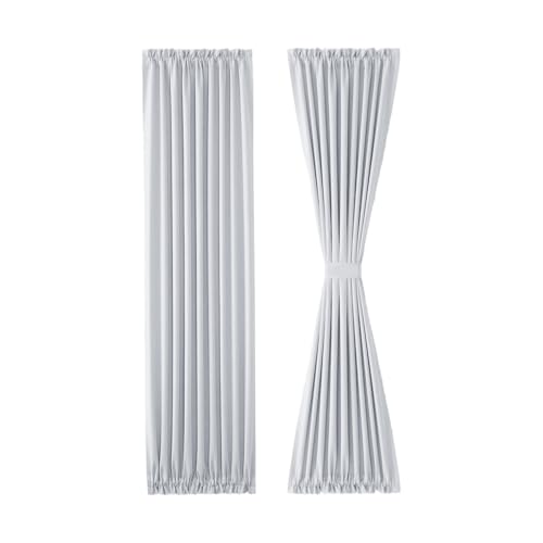Image of DWCN French Door Curtains - Rod Pocket Thermal Curtain for Doors with Glass Window, Kitchen and Patio Doors for Privacy, 36 X 72 Inches Long, 1 Curtain Panel with Tieback,Greyish White