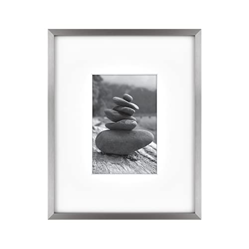 Image of MCS Master & Co. Foundry Metal Gallery Wall Frame, Dark Silver, 8 x 10 in matted to 4 x 6 in