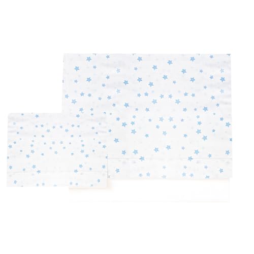 various Set Lenzuola Lettino Neonato 60x120 cm, 100% Cotone Extra Morbido, Include Lenzuolo con Angoli, Lenzuolo Sopra e Federa, Biancheria Letto Bambino Traspirante Motivo Stelle Blu