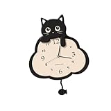 【Design créatif】 : Cette horloge murale est ornée d'un motif de chat mignon et exquis, apporte une touche de douceur et de créativité à votre espace de vie, devenant un point focal attrayant dans votre décoration intérieure.