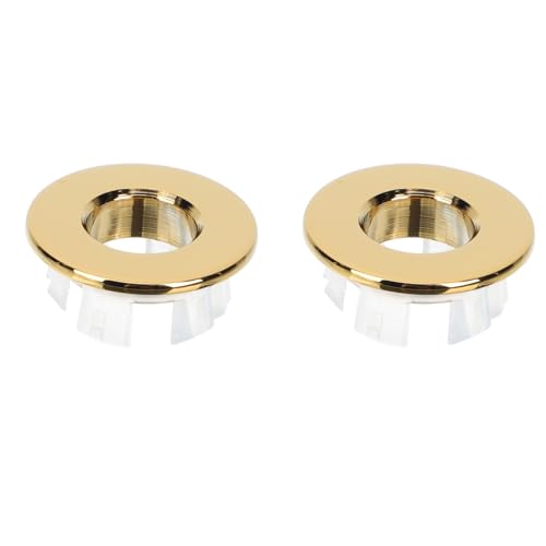 Kisangel Anillos de Desbordamiento para Fregadero de Latón Macizo, Diseño Hueco Redondo Pequeño Dorado, Accesorios de Lavabo Doméstico, 2 Unidades, Tapa Confiable para Baño y Cocina