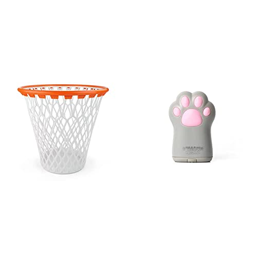 Legami - Cestino a Forma di Canestro, 32x30 cm, in Plastica, Slam Dunk, Basketball Bin, Cestino per Rifiuti, Arancio e Bianco, per Buttare i Rifiuti con Stile & Temperino con Contenitore, Meow