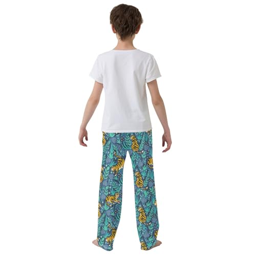 Jungle Tigers Boys Long Pants Soft Trousers Elastic Waist Kids Lounge Bottoms with Pockets S-XL3