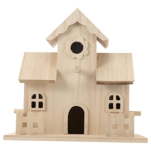 Wooden Bird House Bird Nest Unfinished Unpainted Wood Birdhouse Hanging Sleeping Nest, Indoor Outdoor Window Bird House, Garden Bird Bed for Hummingbird Parrot Sparrow