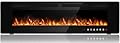 BOSSIN 72 inch Ultra-Thin Silence Linear Electric Fireplace, Recessed Wall Mounted Fireplace, Fit for 2 x 4 and 2 x 6 Stud, 12 Adjustable Flame Color & Speed,Touch Screen Remote Control with 8h Timer