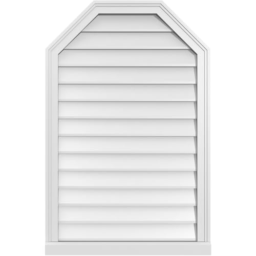 Ekena Millwork GVPOT26X4003SN Octagonal Top Surface Mount PVC Gable Vent, Factory Primed White