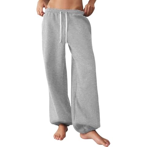 HeSaYep Sweatpants for Women Baggy Cinch Bottom Drawstring Waisted Active Sweat Pants Casual Loose Jogger Pants with Pockets Gray XS Cover