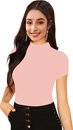 Image of Dream Beauty Fashion Women's Half Sleeve Round High Neck Top Elegant Casual Tee, Pack of 2-23 inch inches (Combo-Tripta Tiger)