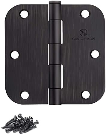 SORGMACH Door Hinges Oil Rubbed Bronze Hinges 3.5 in 5/8" Radius Corners Black Hinge Interior Hinge Hardware 12 Pack
