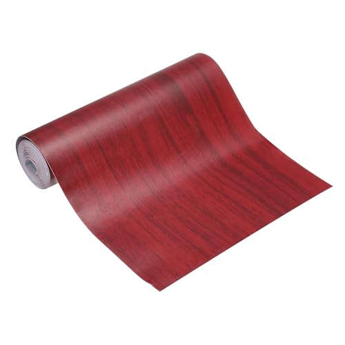 Image of MECCANIXITY Wood Grain Repair Tape, 6 Inch x 16 Feet Self Adhesive Wood Grain Tape Multi-Purpose Wallpaper Border Trim for Furniture Floors Windows Doors Tables Home, Red