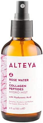 Alteya Organics Rose Water Face Toner with Collagen Peptides and Hyaluronic Acid - 4 Fl Oz/ 120mL
