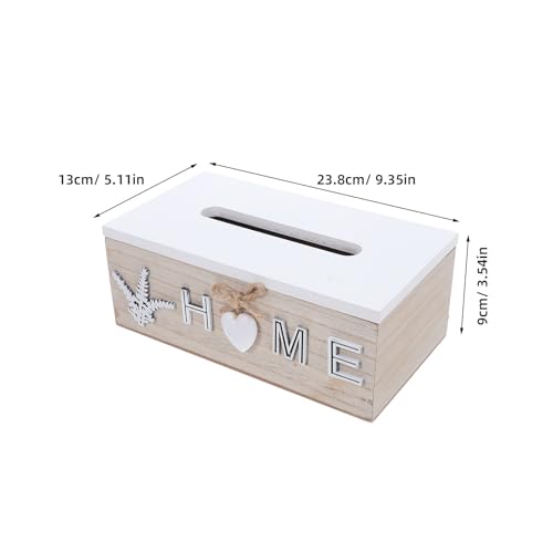 Caja de pañuelos de MDF rectangular color beige para organizar el hogar 3