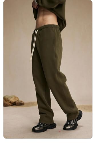 Men’s 350G Wool Pants Thick Straight Leg Sports Pants Casual Loose Jogging Pants with Fleece Insulation3