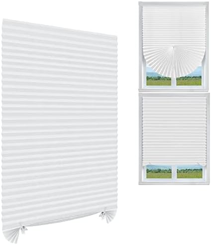 Pleated Window Blinds,Temporary Window Shades Cordless Light Filtering Pleated Paper Shades Room Darkening Blinds for Home Bedroom Office Window - 24 Inch x 59 Inch (Fits Windows 15 in-24 in)