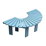 Halbrunde Sitzbank aus Holz für den Außenbereich, bequeme rückenfreie Sitzgelegenheit für...