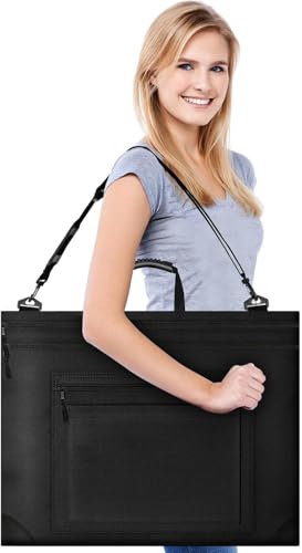 JusArt Art Portfolio Bag, 24x36 Foldable Light Weight Portfolio Folder Case with Adjustable Shoulder Strap, Leather Corners, Waterproof Art Bag for Artists and Adults for Artwork, Poster, Sketching - Image 8