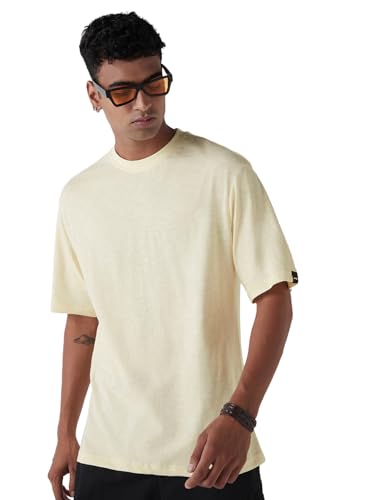Image of Bewakoof Men's Solid Oversized Fit Half Sleeve Round Neck T-Shirt Air 1.0 | | Lightweight | Multipurpose