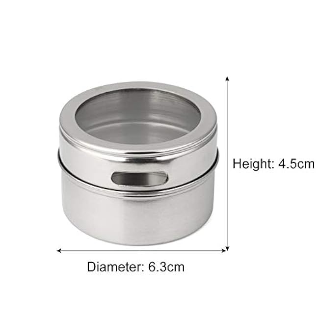 2 Pieces Magnetic Spice Tins Magnetic Spice Jars Multi-Purpose Storage Tin Clear Top Lid with Sift or Pour Organizer Storage Condiment Container
