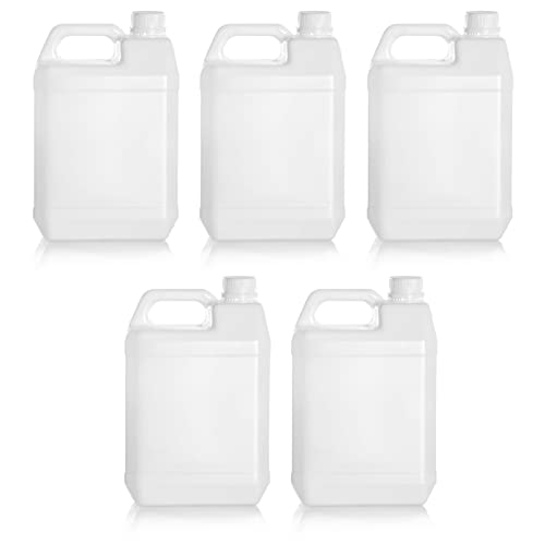 Tradineur Lot de 5 carafes en plastique alimentaire, fûts à eau, réservoirs d'eau 5 litres, 26 x 19 x 13 cm