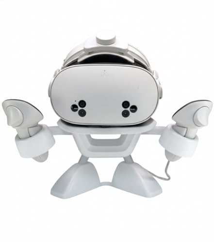 VRヘッドセット スタンド ロボットデザイン, コントローラー収納可能, Meta Quest 3s/2/3/Pro/PICO 4/PS VR2/Vision Pro対応, ホワイト